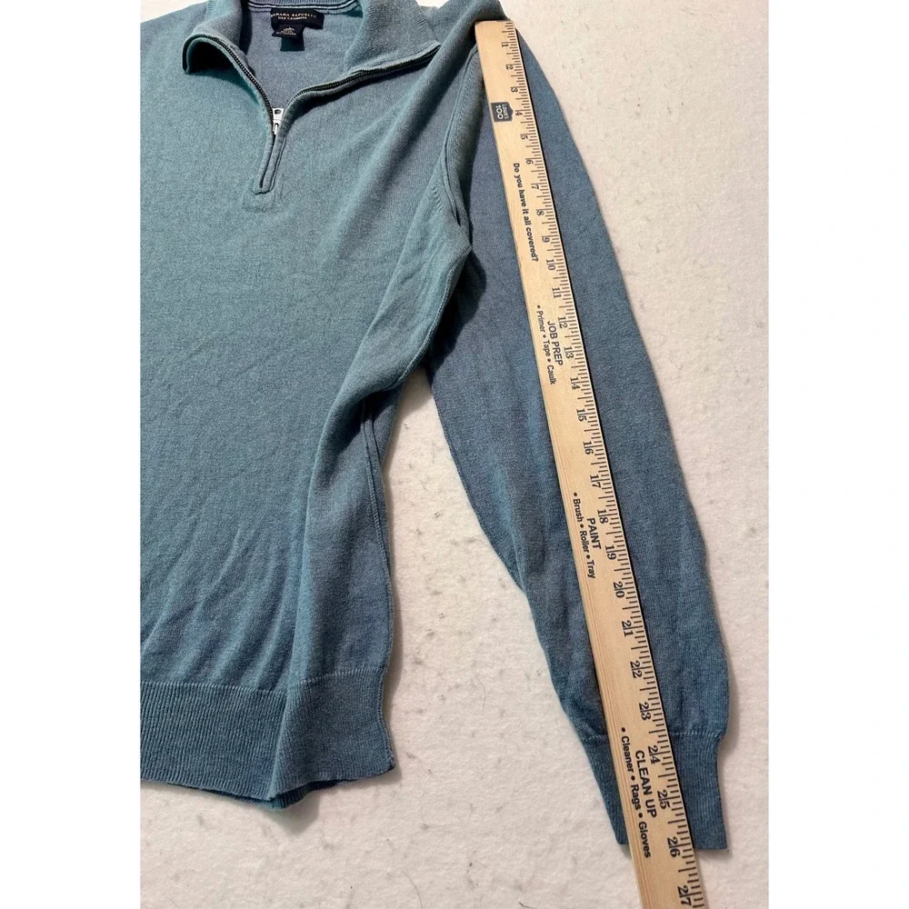 Banana Republic Mens Silk Cashmere Quarter Zip Sweater Blue Large 525986-04
